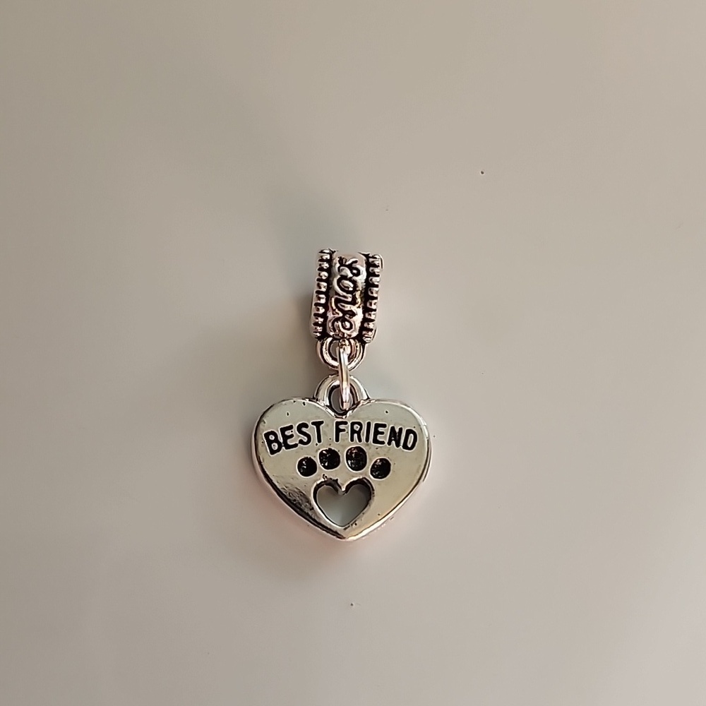 Love Best Friend Paw Print Charm Will FIT Pandora and other European Systems